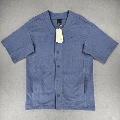 New Adidas Baseball Shirt Mens Medium M Knit Snap Button Sportcore Classic Tuff - Image 1 of 4