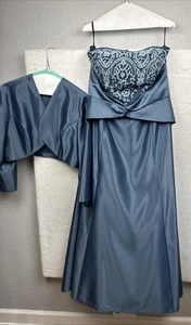 Maxi Vestido de Colección Scott McClintock Cintura Imperio con Chaqueta Vestido de Dos Piezas Satén 16 - Imagen 1 de 24