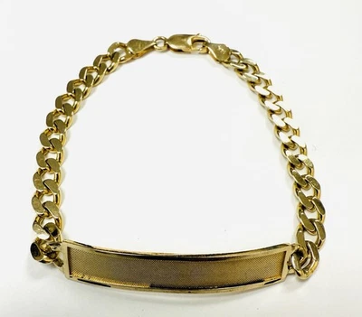 14K Solid Yelliw Gold Name Plate Bracelet ~  8.25” ~ 17.5 Grams - Image 1 of 4