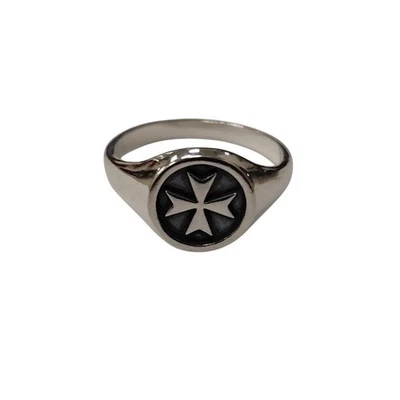 Sterling Silver Maltese Cross Ring Comfort Fit Band Stamped 925 Nickel Free - Image 1 of 4