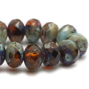 1030-B, cerveza de raíz/té verde/acabado Picasso, rondelle de 3x5 mm, 15 cuentas, (ron3-2) - Imagen 1 de 1