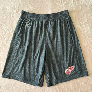 NWOT Men's Large Fanatics Authentic Pro NHL Detroit Red Wings Gray Shorts - Picture 1 of 5
