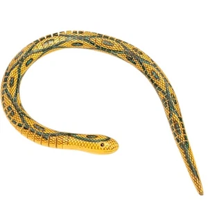 Wooden Articulated Wiggle Snake Toy 19.5" Beige Green Flexible China Reptile - Picture 1 of 7