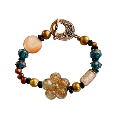 Joshua Benbassat JBB Bracelet Toggle Wedding Cake Murano Art Glass Signed BOHO - Image 1 of 4