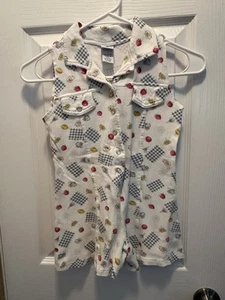 Cascade Kids Fruit Pattern Sleeveless Button-Up Girls Romper Size M 5/6 - Picture 1 of 8