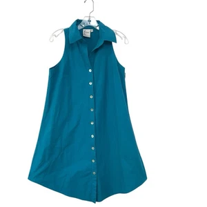 Finley Poplin Swing Shirt Dress Sz Small Blue Button Back & Front Preppy Pockets - Picture 1 of 5