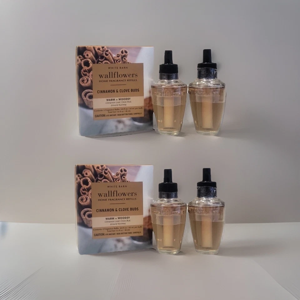 2 X 2 Paquetes Bath & Body Works BOLLOS DE CANELA Y CLAVO Bombillas de Recarga de Flor de Pared Foto 1 de 1