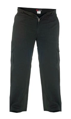 Duke London Corte Holgado 6 Bolsillo Militar/Pantalones Cargo en Negro Cintura - Imagen 1 de 2