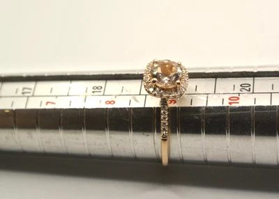 Anillo de compromiso de morganita y diamantes en oro rosa de 14 k. Talla 9 Foto 1 de 4