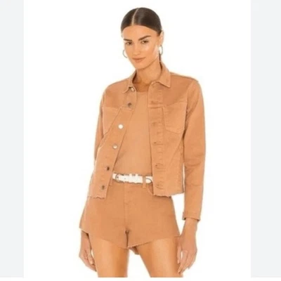 Chaqueta de mezclilla L'AGENCE Carmel marrón Janelle corte ajustado talla mediana Foto 1 de 4