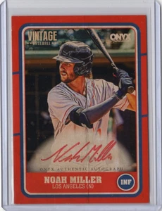 NOAH MILLER MLB Dodgers 2025 Onyx Vintage Red RC Auto 20/25 #VANOMI Card - Picture 1 of 2