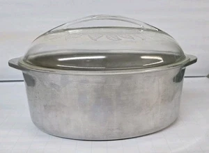 Asador ovalado de aluminio para horno holandés Household Institute tapa de vidrio grabado con hoja - Imagen 1 de 8