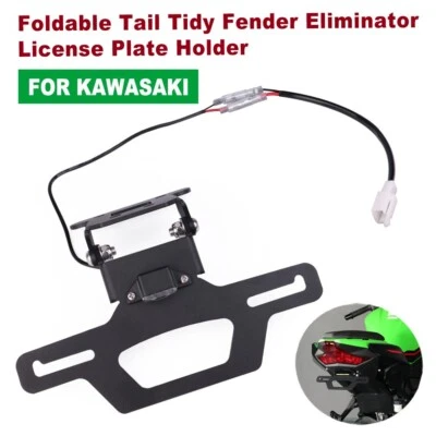 Soporte de matrícula eliminador guardabarros cola plegable ordenado para Kawasaki Ninja 400 Foto 1 de 4