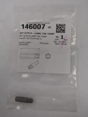 Broca de lata T45 Torx 1/4" estoque 5/16" 6 lóbulos ferramenta unidade de substituição 146007 ferramenta - Imagem 1 de 4