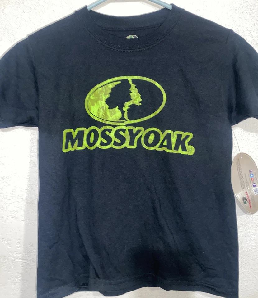 Mossy Oak Youth Short Sleeve T-Shirt Black And  Green Shirt Small 6/8 - Image 1 of 1