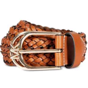 Michael Kors women's 1.5" Brown Braided Leather Belt - L / XL - Picture 1 of 3