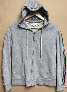 Sudadera con capucha gris con cremallera Boden para dama con rayas de terciopelo azul rosa verde. Reino Unido 8 - Imagen 1 de 9