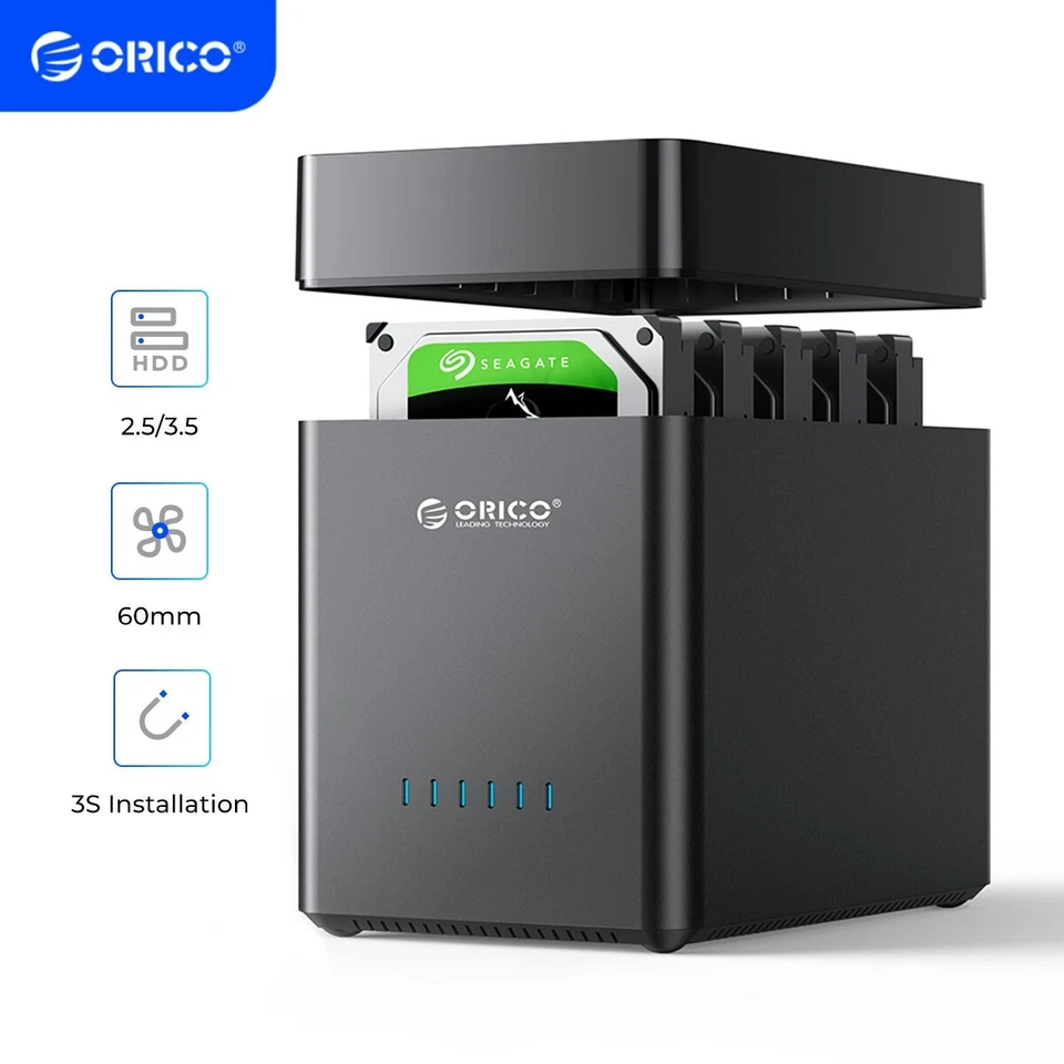 ORICO 5 Bay Hard Drive Enclosure USB3.0/Type-C 3.5'' HDD Docking Station 5x18TB - Bild 1 von 4