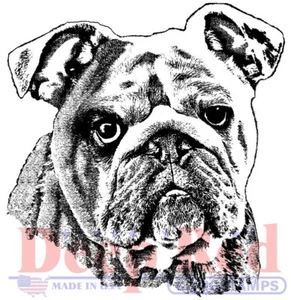Deep Red Stamps Bulldog Portrait Rubber Cling Stamp - Picture 1 of 3