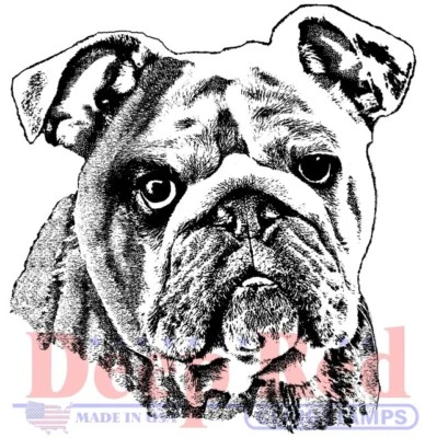 Deep Red Stamps Bulldog Portrait Rubber Cling Stamp - Image 1 of 3