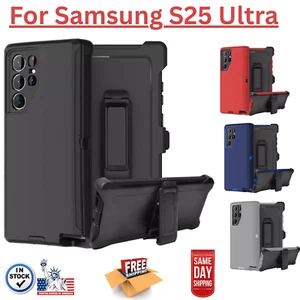Shockproof Defender Ultra Protection Case w/Clip - For Samsung Galaxy S25 Ultra - Photo 1 sur 15