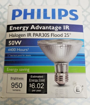 PHILIPS ENERGY ADVANTAGE IR, 50W PAR30S/IRC+/FL25 120V MEDIUM BASE - Image 1 of 4