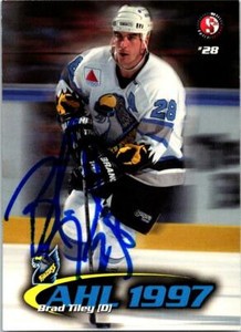 Brad Tiley autographed Hockey Card (Springfield) 1997 Split Second Rookie #28