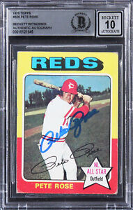 Reds Pete Rose "4256" Authentic Signed 1975 Topps #320 Card Auto 10! BAS Slabbed