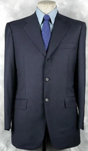 SUPERB_NWT_$3495 ISAIA CRAFTED_BY_HAND_SUPER 12O_ULTRA_DARK_NAVY 48-49R 10542 - Picture 1 of 7