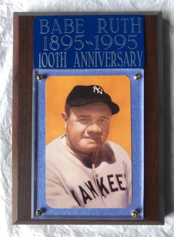 Babe Ruth wood plaque w playing card, from the Babe Ruth Museum. asking $60 Cover