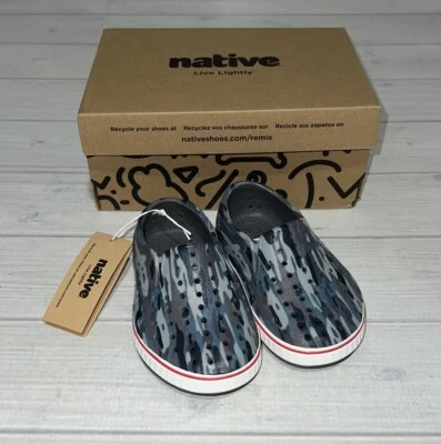 NEW Native Miles Print Sneakers Slip On Shoes Baby Toddler Boys 5 C5 Dublin Grey - Image 1 of 4