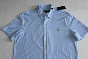 Polo Ralph Lauren Men's Knit Oxford Short-Sleeve Shirt in Size XXL in Blue - Picture 1 of 2