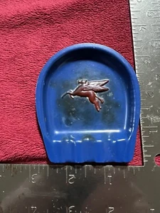 Vintage Mobiloil Pegasus Red Flying Horse Metal Advertising Ashtray. - Picture 1 of 2