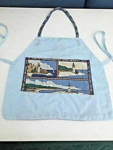Nautical Light House Apron Kitchen Bib Cooking Baking 21.5 x 22.5" REVERSIBLE - Picture 1 of 8