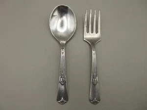 RARO! HORQUILLA Y CUCHARA BEBÉ 4" De colección Años 30 WM Rogers & Son AA IS Niño Plateado - Imagen 1 de 14
