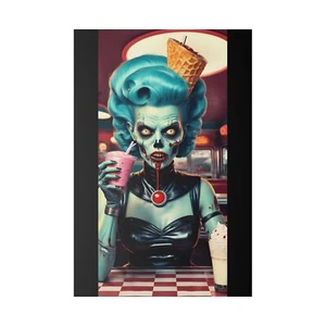 "Milkshakes Meets the Undead" de CLEArT (arte zombie) lienzo mate, estirado - Imagen 1 de 5