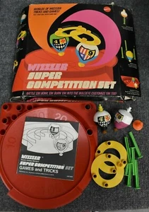 Wizzzer Super Competition Set Vintage Game Mattel 1970 Complete Battle Spinner - Picture 1 of 12