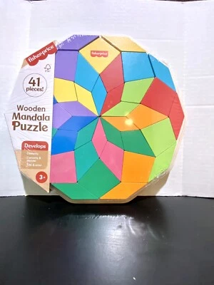 Quebra-cabeça geométrico de mandala de madeira Fisher-Price HXT94 para crianças e crianças, madeira 40 - Imagem 1 de 4