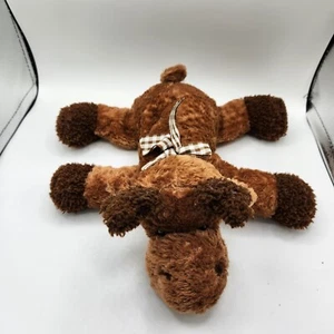 Unipak Floppy Moose Plush 11" Laying Brown Bow Ribbon Stuffed Animal Toy - Picture 1 of 8