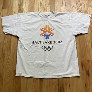 Men's Vintage 2002 Salt Lake Olympics White Big Logo Promo T Shirt Tee Sz XL VTG