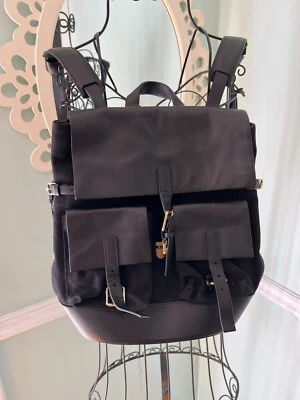 Cole Haan Nylon Cuero Mochila Cartera Bolso Correas Hombro Cremallera Bolsas Foto 1 de 4