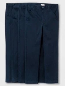 Cat & Jack Boy's 4/Pack Flat Front Stretch Uniform Chino Pants Dark Blue Size 10 - Picture 1 of 2