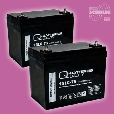 2 x 12V 77Ah Blei AGM Akkus Batterien für Elektromobil 3-Rad Mobilis M83 M 83 - Bild 1 von 2