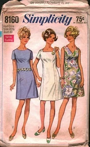 8160 Vintage Simplicity SEWING Pattern Misses Dress Three Necklines 20.5 OOP Sew - Picture 1 of 2