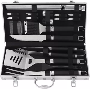 POLIGO 22pc BBQ Stainless Steel Tool Set w/Black Handle--Clearance Sale - Picture 1 of 7