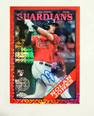 Nolan Jones 2023 Topps Chrome RC AUTO Silver Pack RED REFRACTOR 3/5 1988 z1 - Image 1 of 2