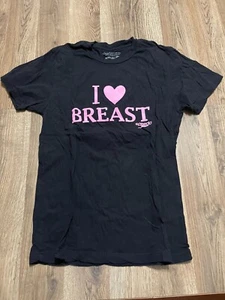 Speedo Shirt, Women's Size Medium, Black, I LOVE BREAST - Picture 1 of 7