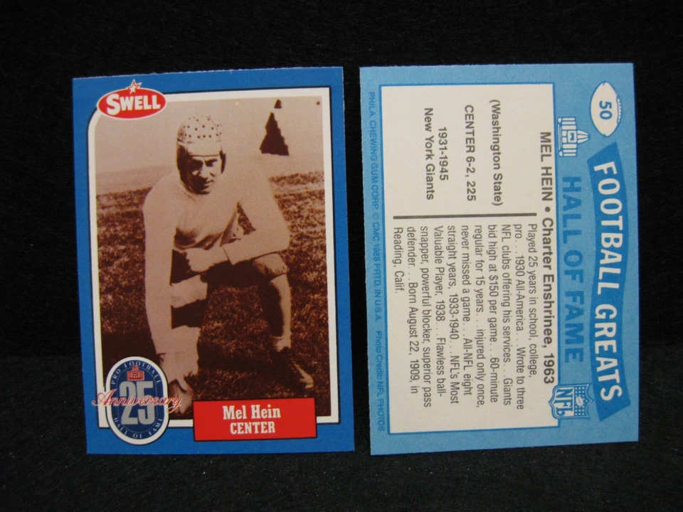 1988  Mel Hein        New York Giants     Swell Hall of Fame #50 - Image 1 of 1