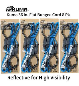 8-PK 36"  Reflective Flat Bungee Cords/Blue color/Camping/Outdoor/Multi-use