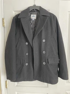 Old Navy Pea Coat Men’s Small . Black Wool Blend Shell Double Breasted - Picture 1 of 9